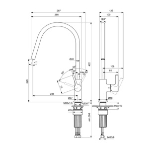 Baterie bucatarie Ideal Standard Gusto 226 cu pipa rotativa crom lucios - Img 2
