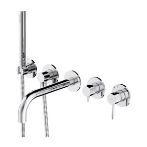 Baterie cada - dus incastrata Omnires Y 5 orificii cu corp ingropat si set de dus - Img 1