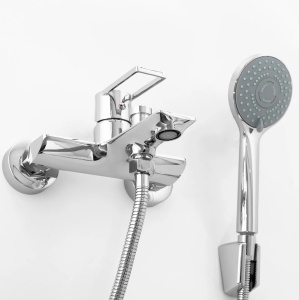 Baterie Cada REA FLIP CHROME, Montaj Pe Perete, 2 Functii De Curgere A Apei, Dus De Mana Inclus, Crom - Img 3
