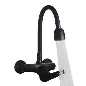 Baterie de bucatarie monocomanda cu montaj pe perete Dover cu gat flexibil negru mat - Img 18