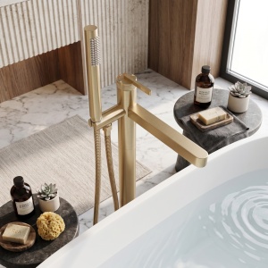 Baterie de pardoseala pentru cada Rea Grace Brush Gold - Img 2