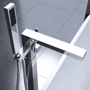 Baterie De Sine Statatoare PRO CUBIC, Monatj pe Pardoseala Finisaj Crom , Design Minimalist - Img 6