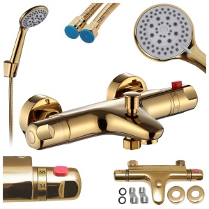 Baterie dus cu termostat si cu montaj pe perete, T205 Gold - Img 9
