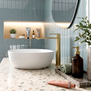Baterie inalta pentru lavoar Rea Hunter Brush Gold High - Img 5