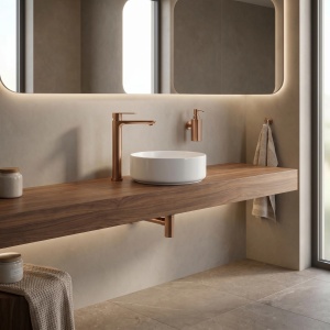 Baterie inalta pentru lavoar Rea Logan Brush Copper - Img 5