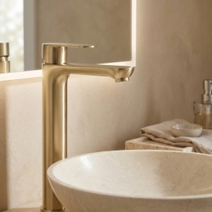 Baterie inalta pentru lavoar Rea Logan Brush Gold - Img 5