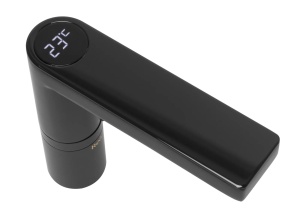 Baterie Lavoar Cu Afisaj Led Pentru Temperatura Apei, REA MILS, Montaj Pe Blat, Capat Fix, Monocomanda, Inaltime 15 Cm, Negru - Img 2