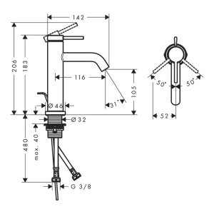 Baterie lavoar Hansgrohe Tecturis S monocomanda negru mat - Img 4