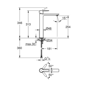 Baterie lavoar inalta Grohe Lineare marimea XL antracit periat Hard Graphite - Img 3