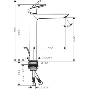 Baterie lavoar monocomanda negru mat Hansgrohe Logis 240 - Img 2