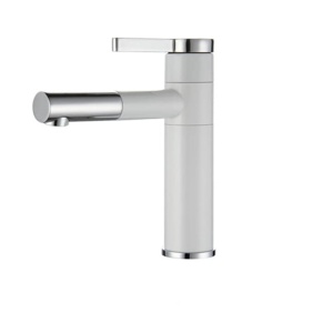 Baterie lavoar PRO ALTO Low, Montaj pe chiuveta, Capat Ajustabil, inaltime 19.5 cm, finisaj Alb - Img 1
