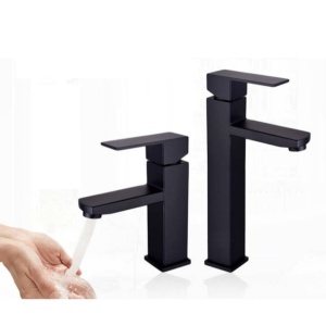 Baterie lavoar PRO QUADRO Low 3020-A, Montaj pe blat, inaltime 18cm, finisaj Negru Mat - Img 4