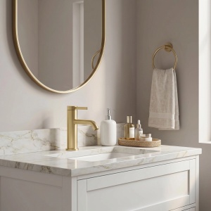 Baterie pentru lavoar Rivo, Culoare Gold Brush - Img 7