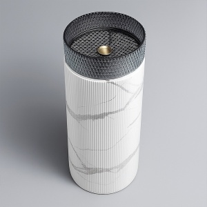 Baza chiuveta rotunda tip piedestal din marmura ceramica Turn alb-gri H74 x Ø40 cm - Img 13
