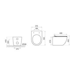 Bideu stativ cu fixare ascunsa Spectrum Trendi 37 x 56.5 cm alb - Img 4