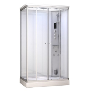 Cabina de dus alba MUE-AR1280-1R cu hidromasaj și saună cu aburi 120 x 80 x 217 cm