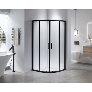 Cabina de dus BS01A ,Semirotunda, Usi Glisante, Design Modern 80x80cm, Culoare Negru - Img 5