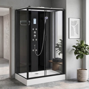Cabina de dus cu hidromasaj MO-0550B dreapta negru mat 120 x 80 x 215 cm sticla 5 mm - Img 3
