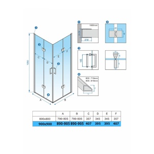 Cabina de dus cu rame negre din sticla securizata cu cadita neagra KZ08C-RIKO 90 x 90 cm - Img 10