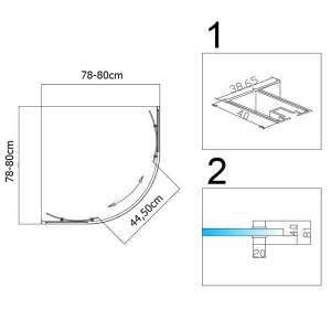 Cabina de dus cu rame negre sticla securizata si cadita inclusa BS01A/SXL01A 80 x 80 cm - Img 16