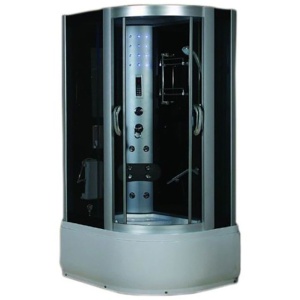 Cabina de dus cu sauna si hidromasaj montaj dreapta alba cu rame cromate 120 x 85 x 225 cm