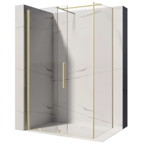 Cabina de dus culisanta Veldman Prima auriu periat 140 x 90 cm sticla 8 mm
