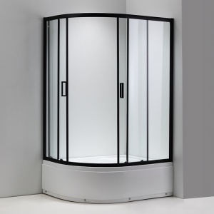 Cabina de dus din sticla securizata 5mm cu rame negre si cadita alba inclusa montaj stanga 115 x 85 cm - Img 6