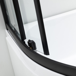 Cabina de dus din sticla securizata 5mm cu rame negre si cadita alba inclusa montaj stanga 115 x 85 cm - Img 16
