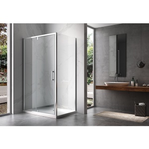 Cabina de dus dreptunghiulara crom, din sticla securizata cu cadita de dus alba slim KZ06D-ST03C 120 x 80 cm - Img 6