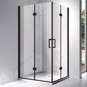 Cabina de dus dreptunghiulara cu rame negre si cadita de dus alba KZ12A-ST03E 90 x 80 cm - Img 2