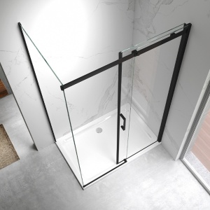 Cabina de dus dreptunghiulara din sticla securizata 8 mm si rame negre KZ22A 100 x 80 cm - Img 5
