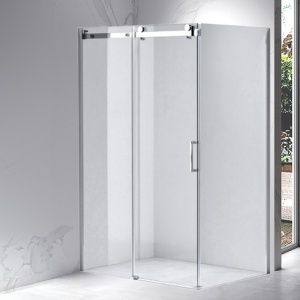 Cabina de dus dreptunghiulara din sticla securizata 8mm si rame cromate cu cadita de dus neagra KZ202B/ST04B 110 x 90 cm - Img 2