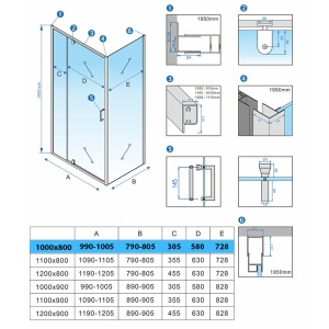 Cabina de dus dreptunghiulara din sticla securizata cu cadita neagra slim KZ06B-ST03A 100 x 80 cm - Img 10