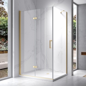 Cabina de dus dreptunghiulara din sticla securizata cu rame aurii K220E 110 x 90 cm - Img 2