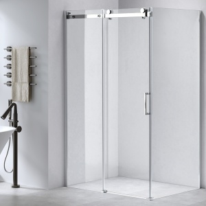Cabina de dus dreptunghiulara din sticla securizata cu rame cromate si cadita alba inclusa KZ203C-SXL03E 120 x 80 cm - Img 3
