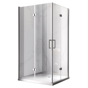 Cabina de dus dreptunghiulara din sticla securizata cu rame cromate si cadita neagra antialunecare KZ12B-SXL03C 100 x 80 cm - Img 4