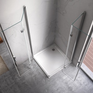 Cabina de dus dreptunghiulara din sticla securizata cu rame cromate si cadita neagra antialunecare KZ12B-SXL03C 100 x 80 cm - Img 14