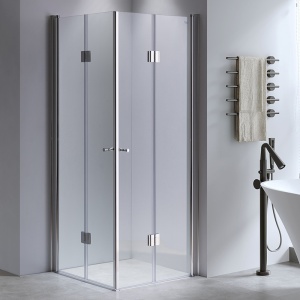Cabina de dus dreptunghiulara din sticla securizata cu rame cromate si cadita neagra slim KZ1290C-ST06A 100 x 100 cm - Img 5