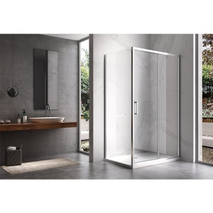 Cabina de dus dreptunghiulara dins ticla securizata cu rame cromata si cadita alba inclusa KZ103C-ST03C 120 x 80 cm - Img 6