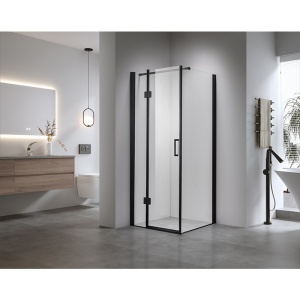 Cabina de dus patrata cu rame negre si cadita alba slim KZ1390A/ST02A 80 x 80 cm - Img 5