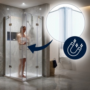 Cabina de dus patrata de colt KZ25 crom 80 x 80 cm sticla 6 mm - Img 11