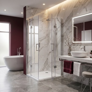 Cabina de dus patrata de colt KZ25 crom 80 x 80 cm sticla 6 mm - Img 21