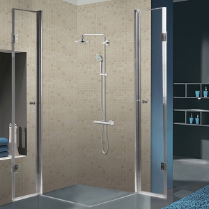 Cabina de dus patrata din sticla securizata cu rame cromate si usi batante KZ1290C 100 x 100 cm - Img 12