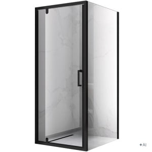 Cabina de dus patrata ZES-KZ04B-BL-80, 80 x 80cm, cu rame negru mat, sticla 6 mm