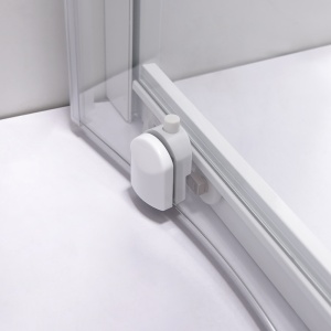 Cabina de dus pentagonal cu rame albe mat si cadita alba slim KZ94B/ST01B 90 x 90 cm - Img 14
