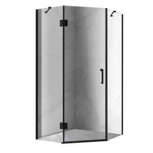 Cabina de dus pentagonala cu rame negre sticla securizata KZ10 100 x 100 cm