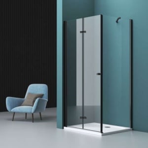 Cabina de dus pliabila Veldman Arizona One negru mat 80 x 70 cm sticla 6 mm - Img 3