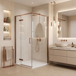 Cabina de dus Rea Bruno Brush Copper 90x90 cm - Img 3