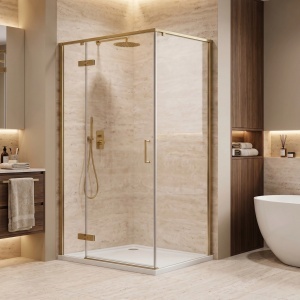 Cabina de dus Rea Bruno culoare auriu periat, dimensiune 90x90cm - Img 4