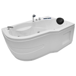Cada asimetrica cu hidromasaj si aeromasaj MO-0202 – 150 x 100 x 62 cm, Bluetooth, Cromoterapie, Alb